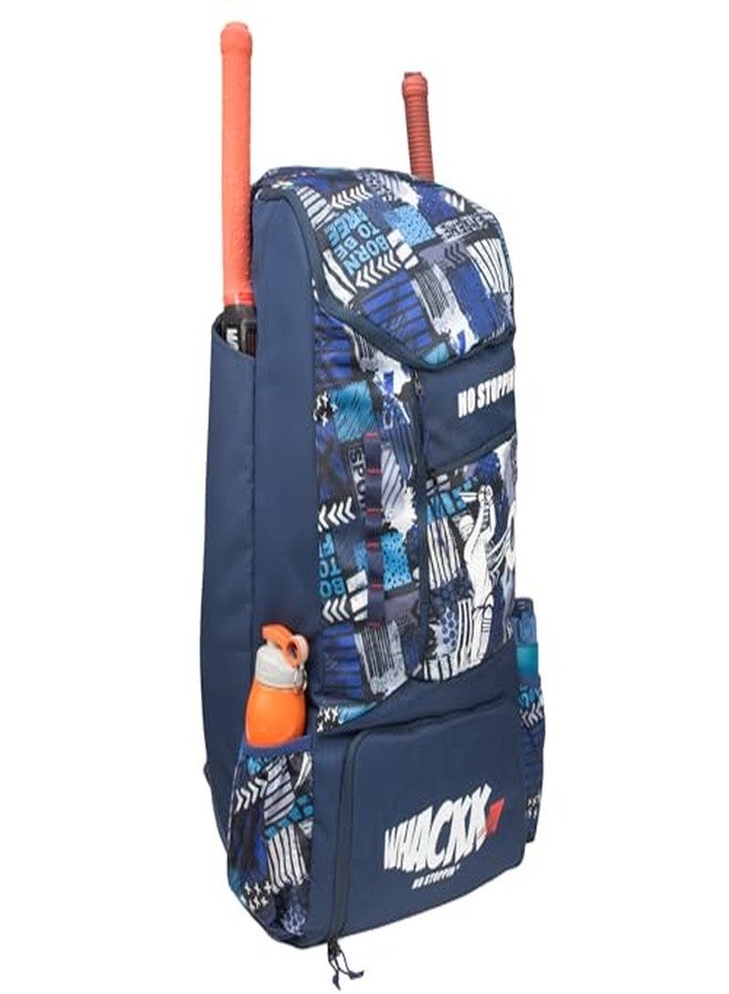 Whackk Kallis 103L Unisex Cricket Kit Bag Backpack | Adult Size | 2 Bat | Shoe/Helmet Pocket | Main Compartment 18" Leg Pad |2 Bottle Holder | Easy Access Pocket | Player Edition Senior (navy printed) - Image 5