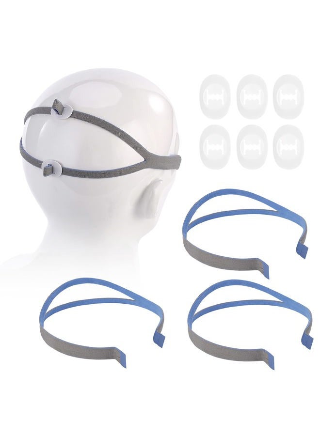 Optimalbo Single Wrapped/Sealed Replacement Headgear for The ResMed Airfit P10 Nasal Pillow Cpap Mask (Blue and Gray)- 3 Groups - Image 1