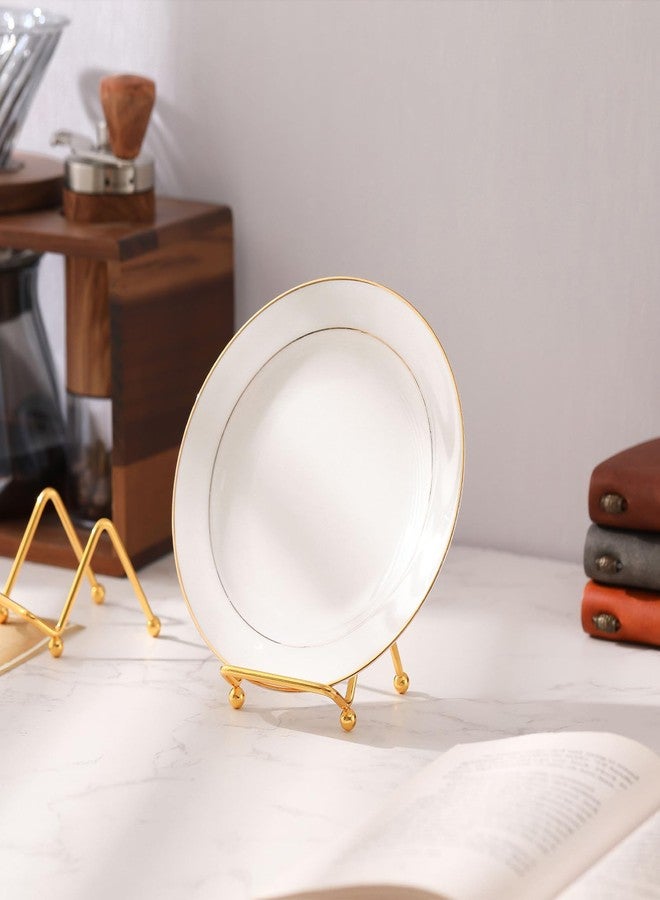 RattanView 4 Pcs 2 Inch Small Plate Holder Display Stands Mini Metal Gold Frame Stand for Picture, Book, Photo Easel, Creation, Collectibles Square Wire Plate Stands for Display Mobile Phone - Image 3