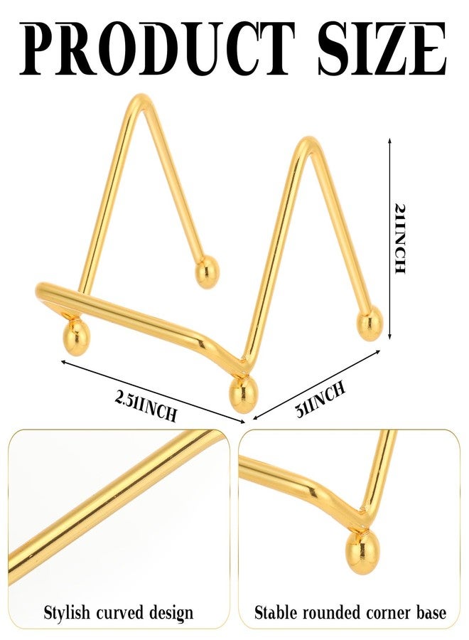 RattanView 4 Pcs 2 Inch Small Plate Holder Display Stands Mini Metal Gold Frame Stand for Picture, Book, Photo Easel, Creation, Collectibles Square Wire Plate Stands for Display Mobile Phone - Image 2
