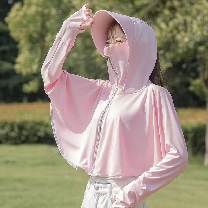 Summer 2023 Breathable Sunscreen Coat for Women Pink  - Image 1