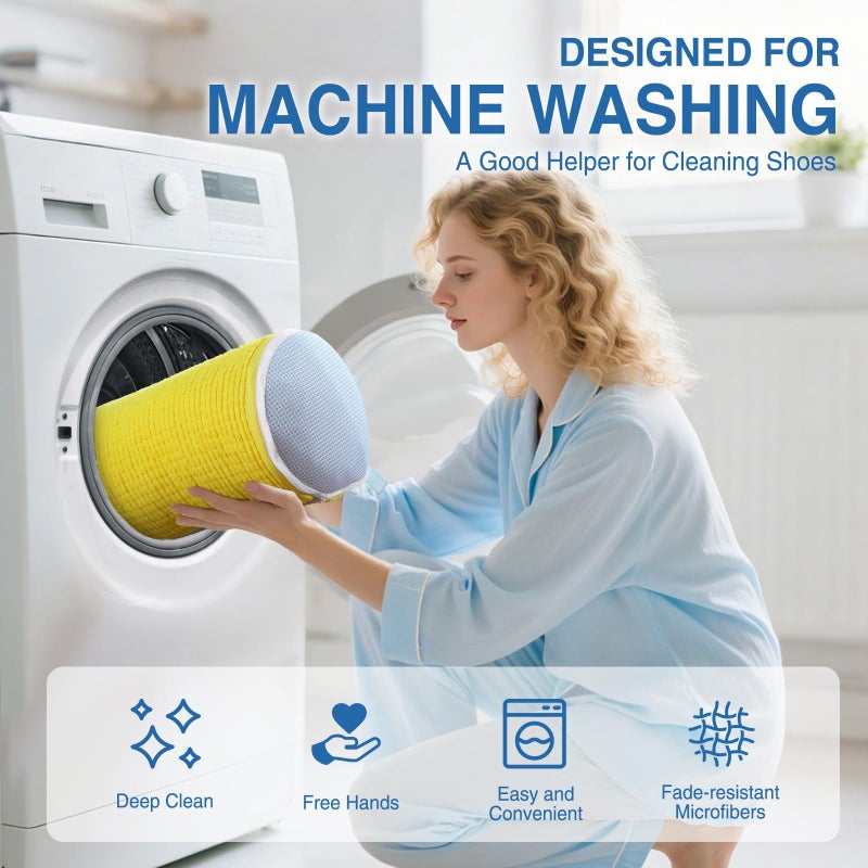 Teletrogy Shoe Washing Machine Bag 2PCS, Reusable Durable Zipper Laundry Bag Shoe Washing Bag for Washer and Dryer, Sneaker Tennis Cleaning Bags, Yellow - Image 2