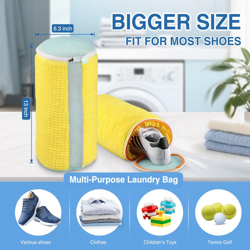 Teletrogy Shoe Washing Machine Bag 2PCS, Reusable Durable Zipper Laundry Bag Shoe Washing Bag for Washer and Dryer, Sneaker Tennis Cleaning Bags, Yellow - Image 5
