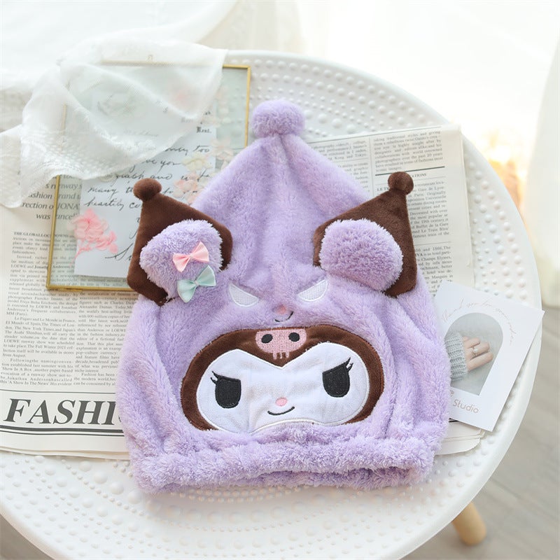 Generic Cartoon Kuromi Quick-Dry Hair Towel Wrap KOLOM-DRY HAT