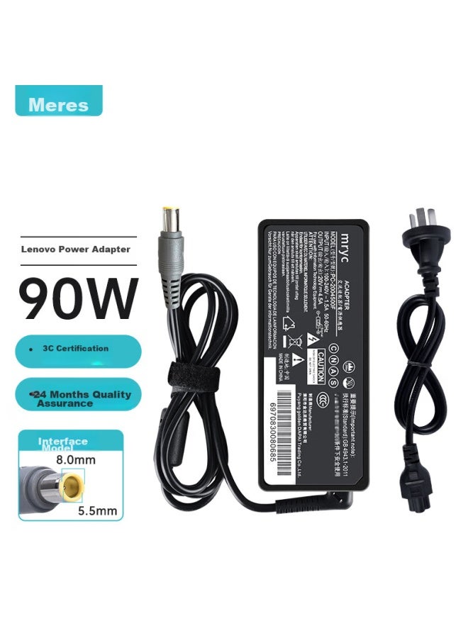Mryc Lenovo Laptop Charger, Thinkpad T410/e40/t520i/t420i/t430 Computer Power Cord Adapter, 20v 4.5a 90w Round Plug With Pin - Image 1