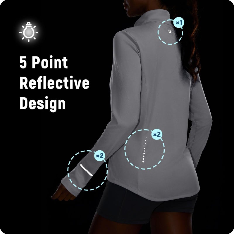 baleaf Women's Athletic Jacket Sun Protection Running Lighteight Full Zip Long Sleeve Shirts UPF 50+ Pockets White L - Image 3