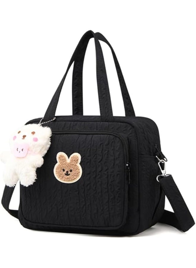 Mommy Bag Baby Diaper Bag Travel Crossbody Tote with Multi Pocket Storage Handbag and Crossbody Bag for Travel Hospital Daily Storage Bear Pendant - Image 1