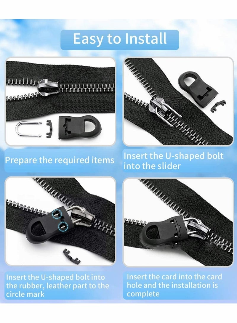 SYOSI 20 Pcs Zipper Pull, Universal Zipper Pull Replacement Kit, Removable Zipper Pulls Tab Replacement, Black Zipper Pulls for Jackets, Luggage, Backpacks, Purses, Boots, Pants, Tents (3 Styles 4 Sizes)  - Image 3