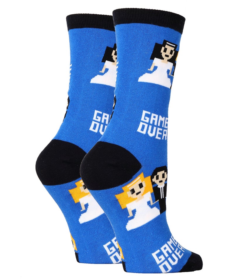 ooohyeah Women's Novelty Crew Socks for Adult Humor, Fun Funny Wedding Socks, Crazy Silly Cool Socks, Game Over - Image 2