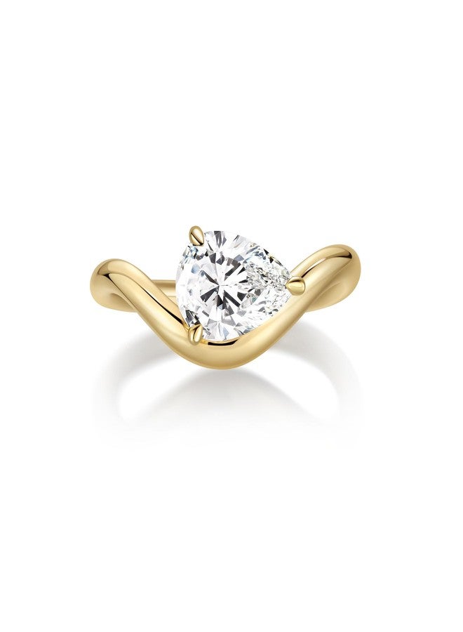 ASHINE 14K Gold Plated Teardrop Solitaire Engagement Ring for Women, Chunky Cubic Zirconia Wedding Band & Promise Rings for Her Gold Rings for Women (Gold 5) - Image 1