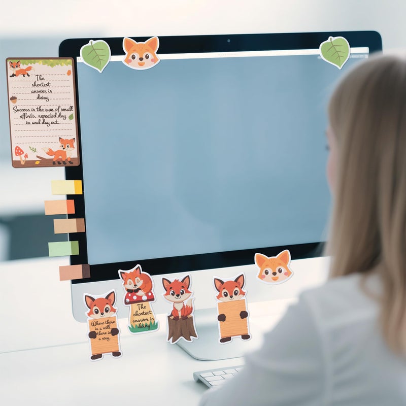 B1ykin Cute Sticky Notes Set - I Just Really Like Foxes Self-Stick Notes Pad, 550 Sheets Writing Memo Pages Sticky Notepad for Teacher Appreciation Gifts, School Office Party Supplies (Adorable Foxes) - Image 5