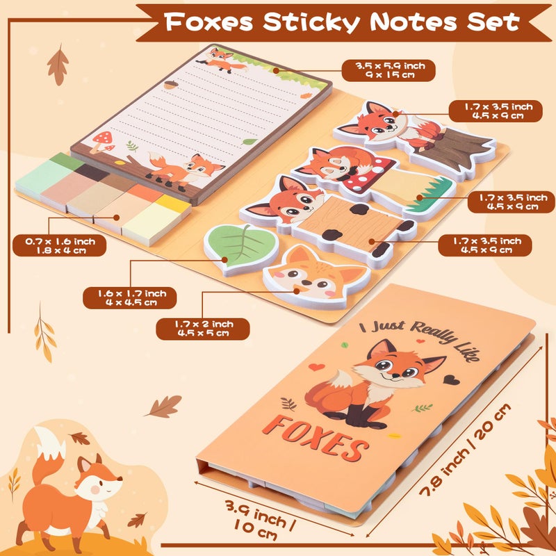 B1ykin Cute Sticky Notes Set - I Just Really Like Foxes Self-Stick Notes Pad, 550 Sheets Writing Memo Pages Sticky Notepad for Teacher Appreciation Gifts, School Office Party Supplies (Adorable Foxes) - Image 2