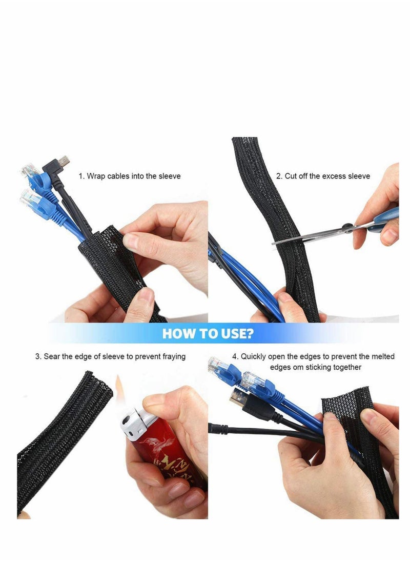 Y&D Cord Protector Wire Hider,Cuttable Hider Cable Tidy Management Sleeve, 3 Meters Long, Adjustable Sorter Organizer, Wrap Cover, for Desk TV PC Computer Office Home  - Image 3
