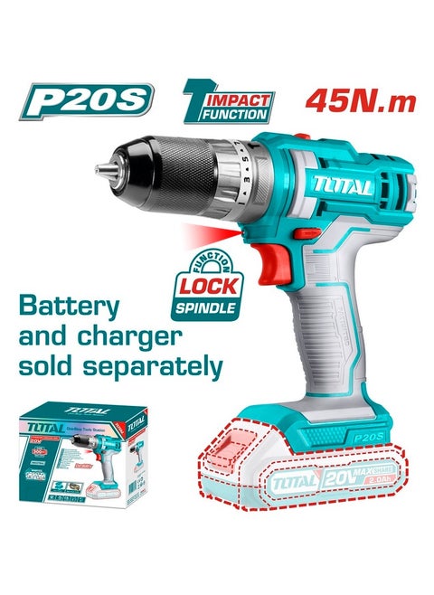 Drill driver 20 volt metal head for dismantling, attaching and screwing without battery and charger