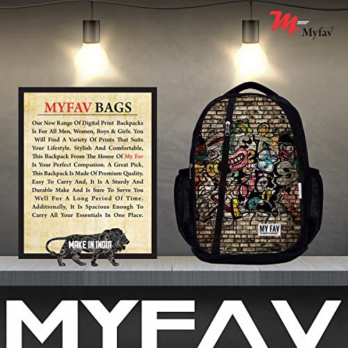 Myfav MY FAV 16 inch Printed Backpack For Laptop | Durable Polyester 30 Liter Printed Bag | Perfect for School, College, Office, Travel | Multiuse Laptop Backpack | Long Lasting Print, Pack OF 1 - Image 5