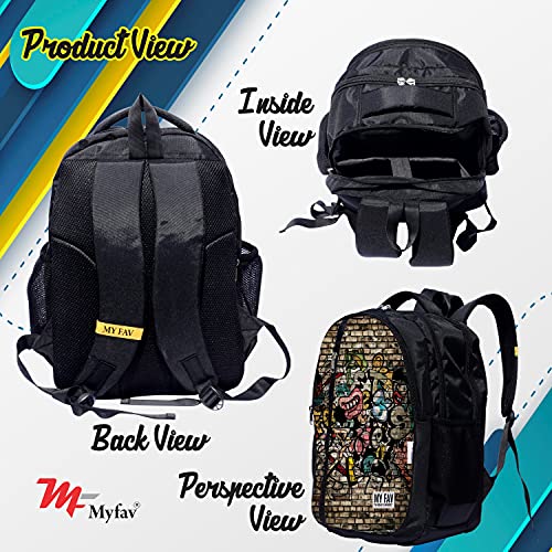 Myfav MY FAV 16 inch Printed Backpack For Laptop | Durable Polyester 30 Liter Printed Bag | Perfect for School, College, Office, Travel | Multiuse Laptop Backpack | Long Lasting Print, Pack OF 1 - Image 2