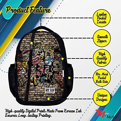 Myfav MY FAV 16 inch Printed Backpack For Laptop | Durable Polyester 30 Liter Printed Bag | Perfect for School, College, Office, Travel | Multiuse Laptop Backpack | Long Lasting Print, Pack OF 1 - Image 4