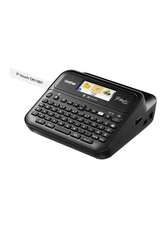 PT-D610-BT Label Printer with Bluetooth, 30mm/sec, Print Speed, Color Display, Print up to 24mm TZe Laminated Tapes Width, Arabic / Persian & English, PTD-610BT Black