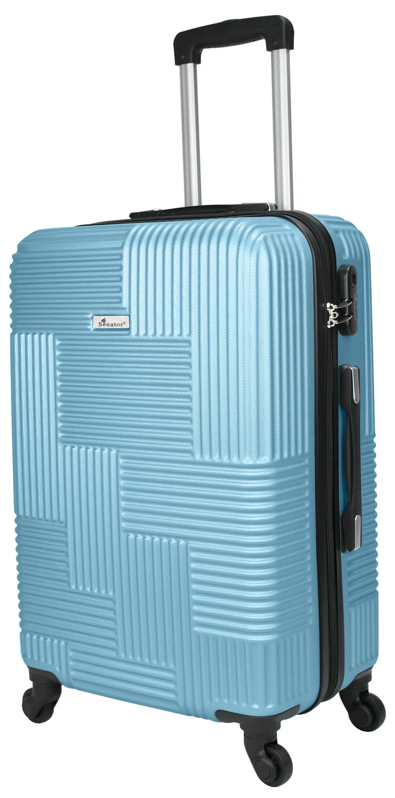 Hard Case Travel Bag Luggage Trolley for Unisex ABS Lightweight Suitcase with 4 Spinner Wheels KH110 Light Blue