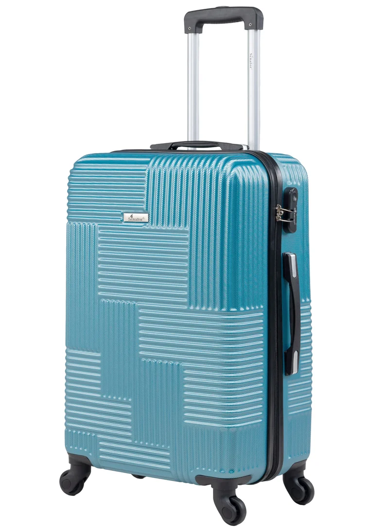 SENATOR Hard Case Travel Bag Luggage Trolley for Unisex ABS Lightweight Suitcase with 4 Spinner Wheels KH110 Light Blue
