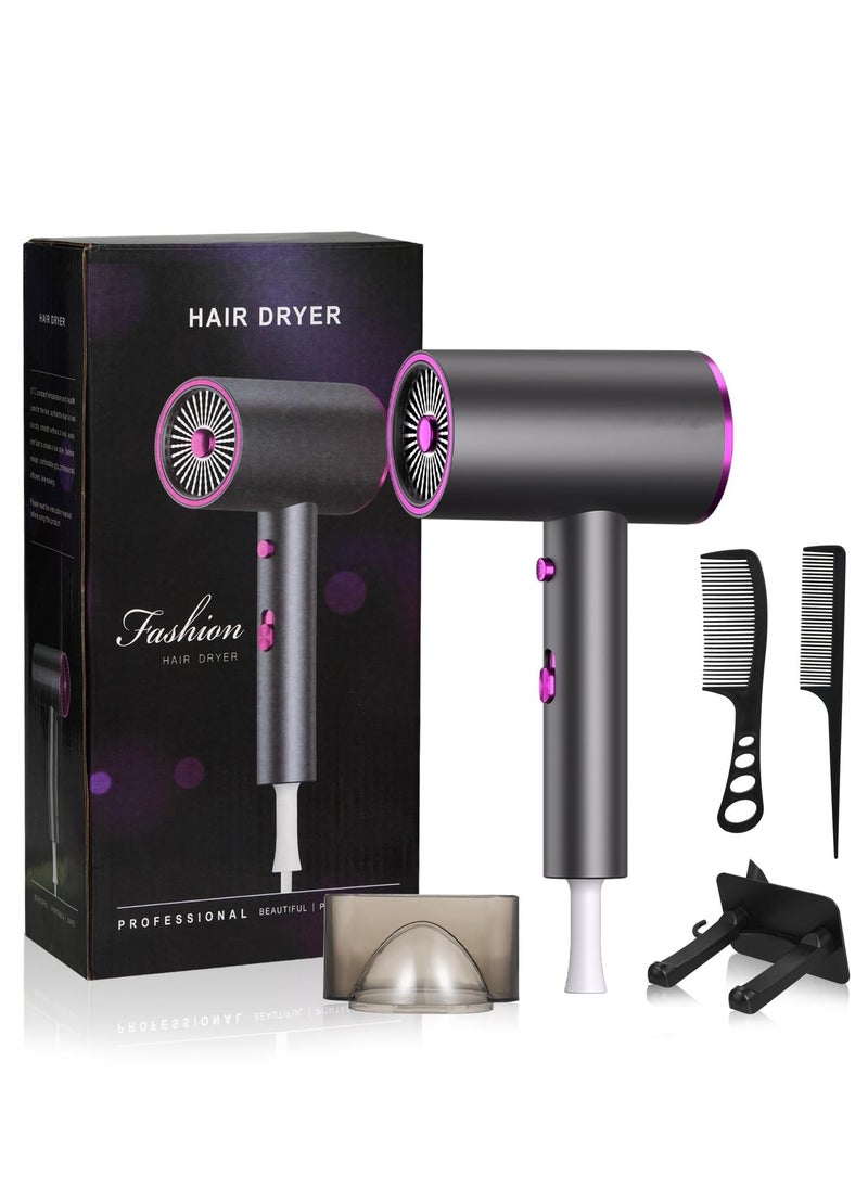 KASTWAVE - Travel Hairdryers, Lightweight Hair Dryer for Women, Professional Ionic Blow Dryer with 2 Speeds, 3 Heating and Cool Button, Portable Hairdryer Fast Drying with Concentrator, Holder, Comb - Image 1