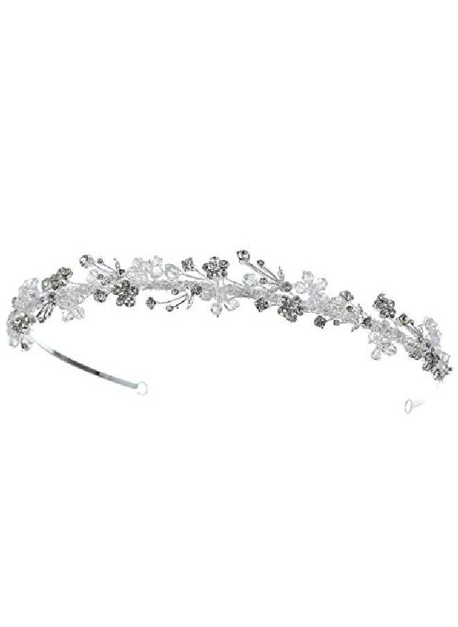 SAMKY Handmade Rhinestone Crystal Flower Leaf Beads Bridal Wedding Headband Tiara T768  - Image 3