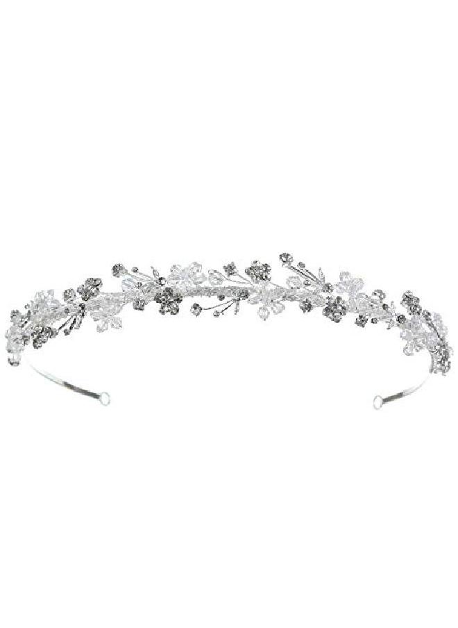 SAMKY Handmade Rhinestone Crystal Flower Leaf Beads Bridal Wedding Headband Tiara T768  - Image 2