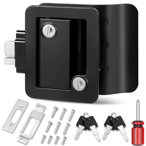 Ramkle RV Door Lock for Travel Trailers with Paddle Deadbolt, Black Camper Entry Door Latch, RV Lock Replacement Kit with Keys, for Cargo Hauler Horse Trailer Truck - Image 1