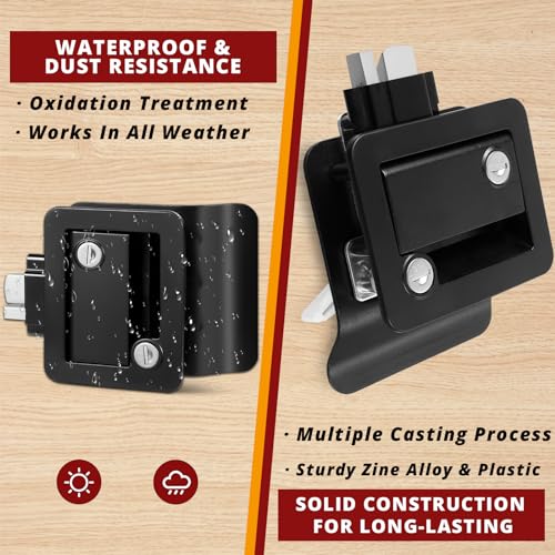 Ramkle RV Door Lock for Travel Trailers with Paddle Deadbolt, Black Camper Entry Door Latch, RV Lock Replacement Kit with Keys, for Cargo Hauler Horse Trailer Truck - Image 2