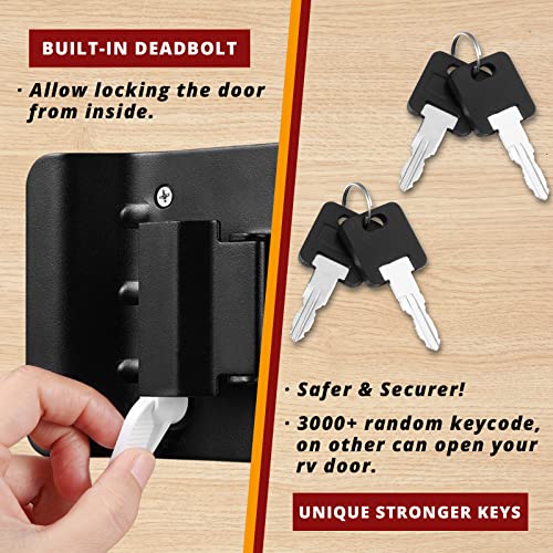 Ramkle RV Door Lock for Travel Trailers with Paddle Deadbolt, Black Camper Entry Door Latch, RV Lock Replacement Kit with Keys, for Cargo Hauler Horse Trailer Truck - Image 3