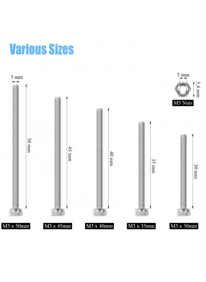 DYWISHKEY مجموعة براغي وصواميل من الفولاذ المقاوم للصدأ 304 من DYWISHKEY تتكون من 200 قطعة بحجم M3 x 30mm/35mm/40mm/45mm/50mm - Image 2