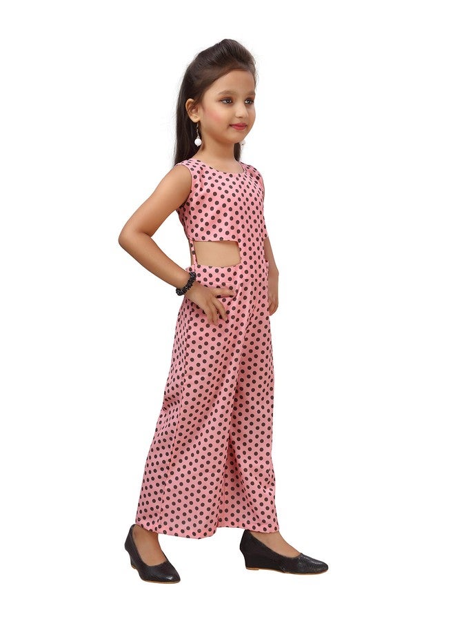 Adiva Girl's Maxi Jumpsuit (G-1126-PINK-24_Pink_3-4 Years) - Image 4