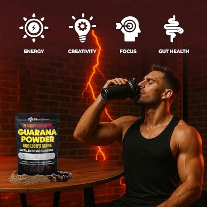 BloomBoost Guarana Powder 1,000mg Per Serv - Lion’s Mane, Ashwagandha, Maca... Natural Caffeine Energizer, Brazilian Herbal Extract, Bulk Superfood, Vegan Friendly, & Non-GMO - 10.6oz (75 Servings) - Image 4