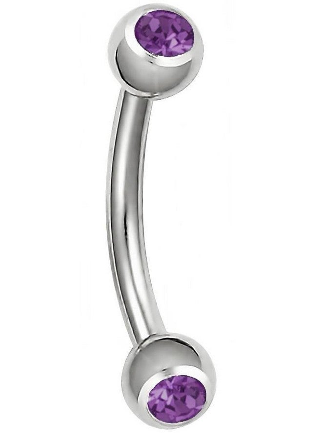16G Daith Earrings Surgical Steel Rook Eyebrow Earring Double Gem Cz Barbell Piercing Jewelry For Women Men (Purple)
