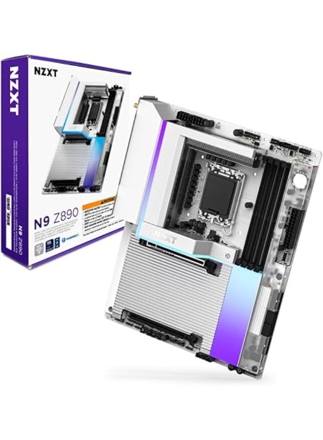ان زد اكس تي NZXT N9 Z890 - لوحة أم للألعاب ATX Intel Z890 LGA 1851 لسلسلة Core Ultra (الجيل 2) - 20+1+1، DDR5، 5 منافذ M.2، PCIe 5.0، Wi-Fi 7، 5GbE، Thunderbolt 4 - RGB، غطاء معدني كامل، PCB أبيض - Image 1