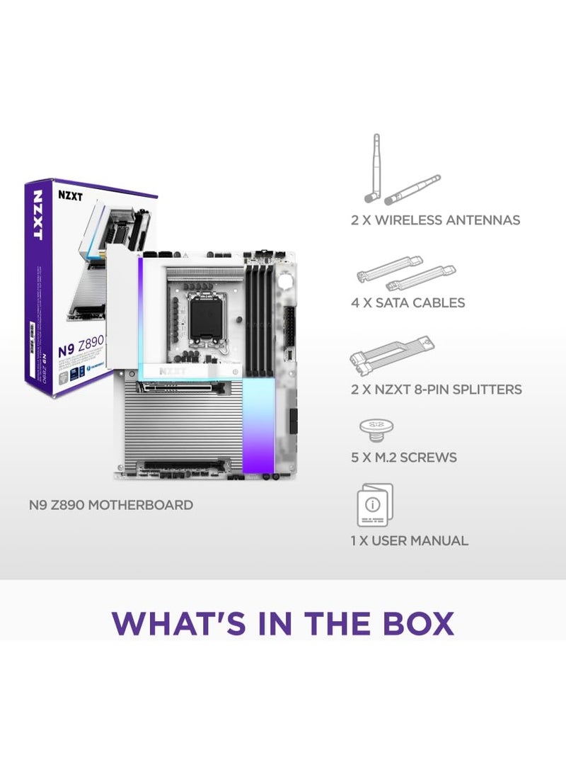 ان زد اكس تي NZXT N9 Z890 - لوحة أم للألعاب ATX Intel Z890 LGA 1851 لسلسلة Core Ultra (الجيل 2) - 20+1+1، DDR5، 5 منافذ M.2، PCIe 5.0، Wi-Fi 7، 5GbE، Thunderbolt 4 - RGB، غطاء معدني كامل، PCB أبيض - Image 3