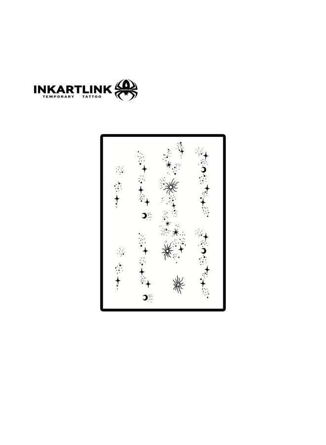 INKARTLINK Temporary Tattoos, semi permanent tattoos, small-size tattoos for women, waterproof and anti-reflective, unique design (Stars And Moon Shining) - Image 4