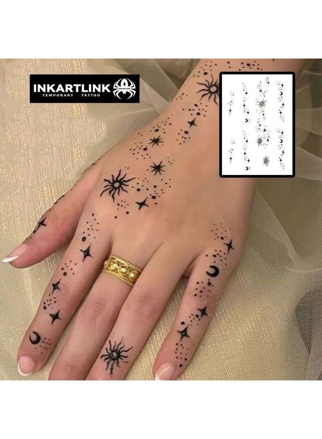 INKARTLINK Temporary Tattoos, semi permanent tattoos, small-size tattoos for women, waterproof and anti-reflective, unique design (Stars And Moon Shining) - Image 3