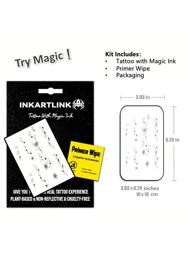 INKARTLINK Temporary Tattoos, semi permanent tattoos, small-size tattoos for women, waterproof and anti-reflective, unique design (Stars And Moon Shining) - Image 2