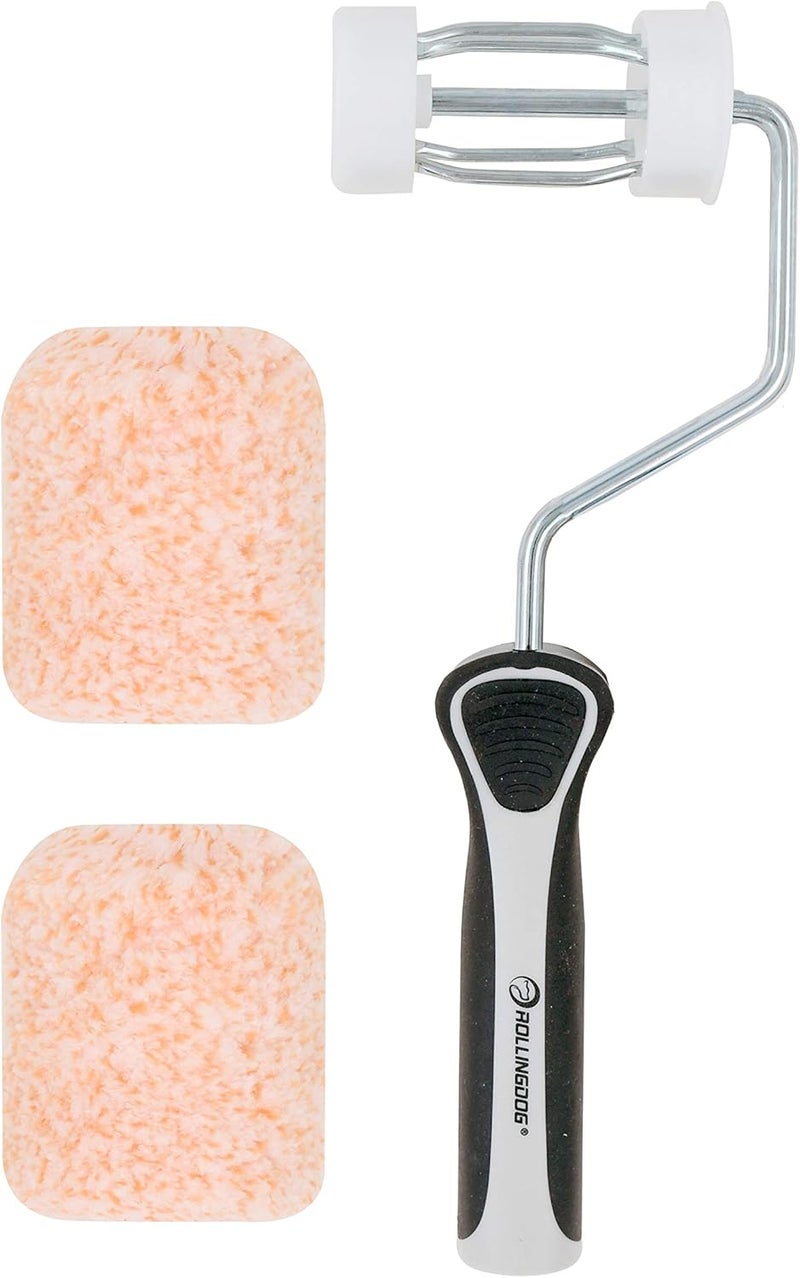 Rolling Dog 3 Inch Paint Roller - Small Paint Roller Microfiber Roller Covers, 3/8 inch Nap for Wall Ceiling Trim Edge Painting - Image 1