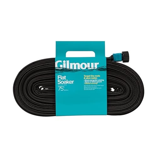 Gilmour 75 Black Flat Weeper Soaker Hose for Garden Beds Drip Irrigation Outdoor Hose Flexible Garden Hose for Vegetable Gardens Flower Beds Lawns and Orchards