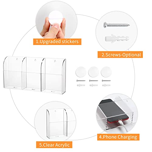 APSOONSELL Clear Acrylic Remote Control Holder Small Media Storage Box TV Control Caddy Smart Phone Station, 1 Compartment - Image 4