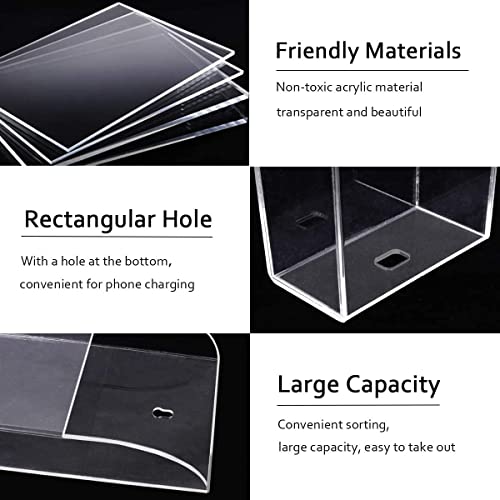 APSOONSELL Clear Acrylic Remote Control Holder Small Media Storage Box TV Control Caddy Smart Phone Station, 1 Compartment - Image 3
