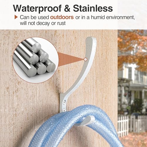 saffruff 4 Pack White Large Wall Hooks Hanging Heavy Duty, Coat Hanger Hook Wall Mounted, Screw in Metal Door Hooks for Hanging Coats, Backpack, Purse, Towel - Image 5