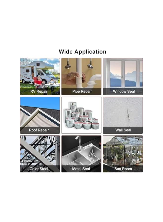 promass Waterproof Tape, Professional Super Waterproof Tape, Aluminum Foil Butyl Tape, Kitchen Bathroom House Roof Mending Materials, Sealing Self Adhesive Adhesive Tape（1PCS, 50MM x 5M) - Image 5