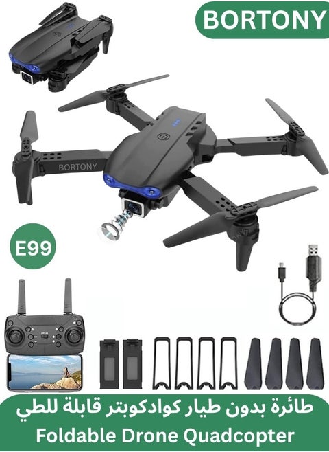 E99 Foldable Drone with 8K Dual Camera WiFi FPV Altitude Hold Gesture Photo One-Key Return 360° Flip App Control – Beginner Friendly Quadcopter for Kids & Adults