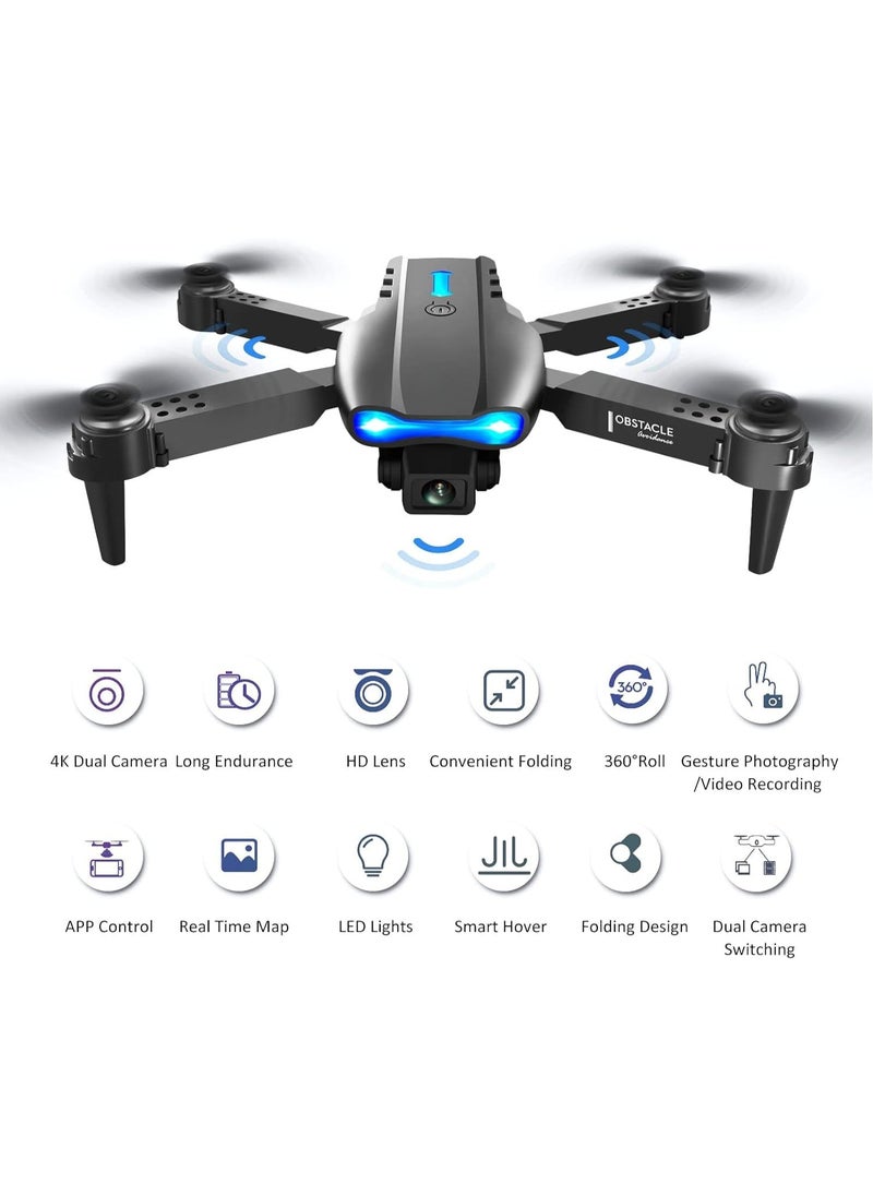 BORTONY - E99 Foldable Drone with 8K Dual Camera WiFi FPV Altitude Hold Gesture Photo One-Key Return 360° Flip App Control – Beginner Friendly Quadcopter for Kids & Adults - Image 1