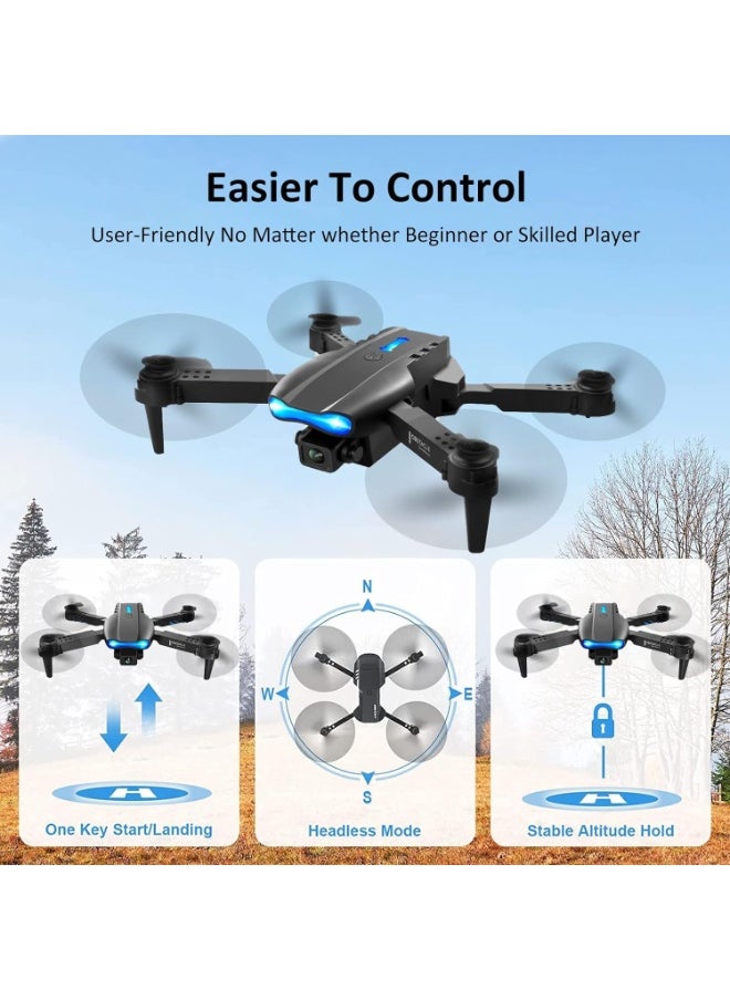 BORTONY - E99 Foldable Drone with 8K Dual Camera WiFi FPV Altitude Hold Gesture Photo One-Key Return 360° Flip App Control – Beginner Friendly Quadcopter for Kids & Adults - Image 1