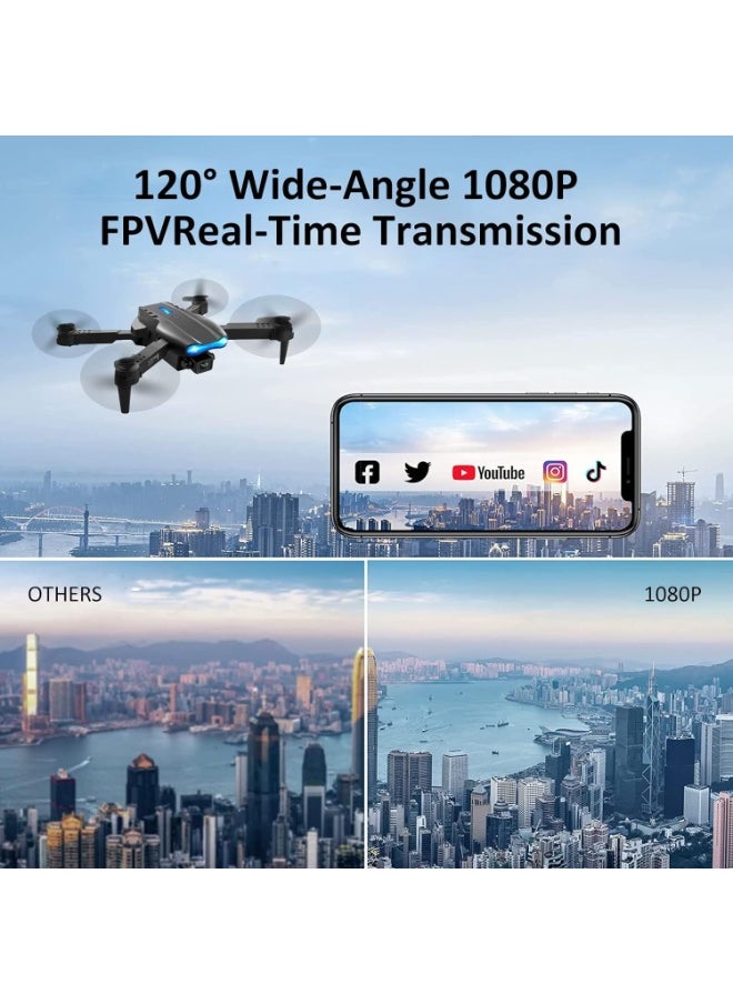 BORTONY - E99 Foldable Drone with 8K Dual Camera WiFi FPV Altitude Hold Gesture Photo One-Key Return 360° Flip App Control – Beginner Friendly Quadcopter for Kids & Adults - Image 1