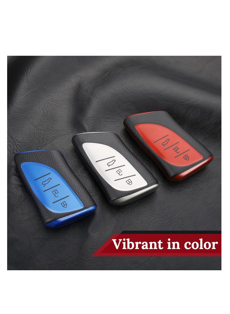 OUYoo Compatible with lexus Key fob Cover with Keychain,Metal Keychain,TPU Protective Key case,Upgrade the TPU surface texture shell,Compatible with 2018-2025 ES250 ES350 UX200 NX300h RX350 RX450h GX460 TX550 LX600 LS500 LC500h ect new Remote Smart Key,With keychain.(red) - Image 5
